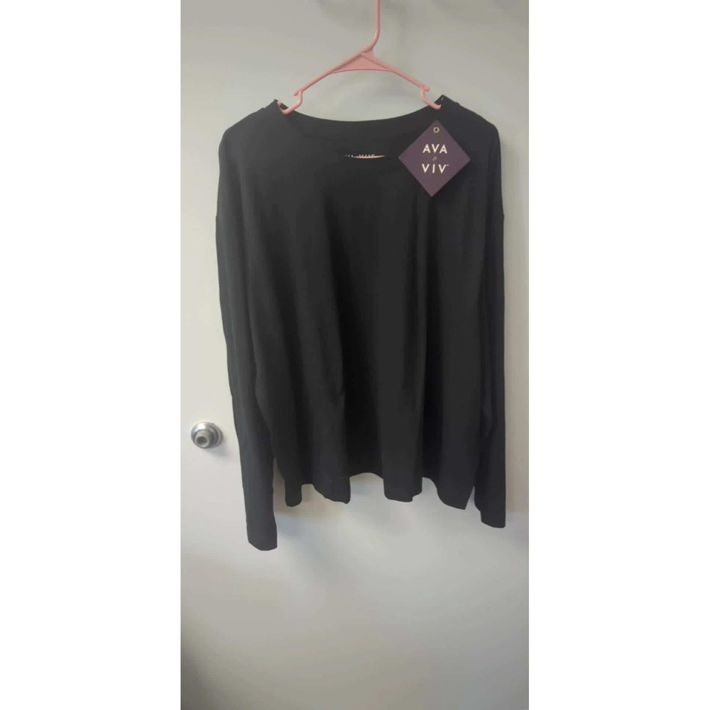 Ava & Viv Womens Long Sleeve T-Shirt Top Crew Neck Casual Everyday - Picture 4 of 5